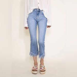KanCan Arla High Rise Cropped Fray Hem Bootcut Jeans for Women